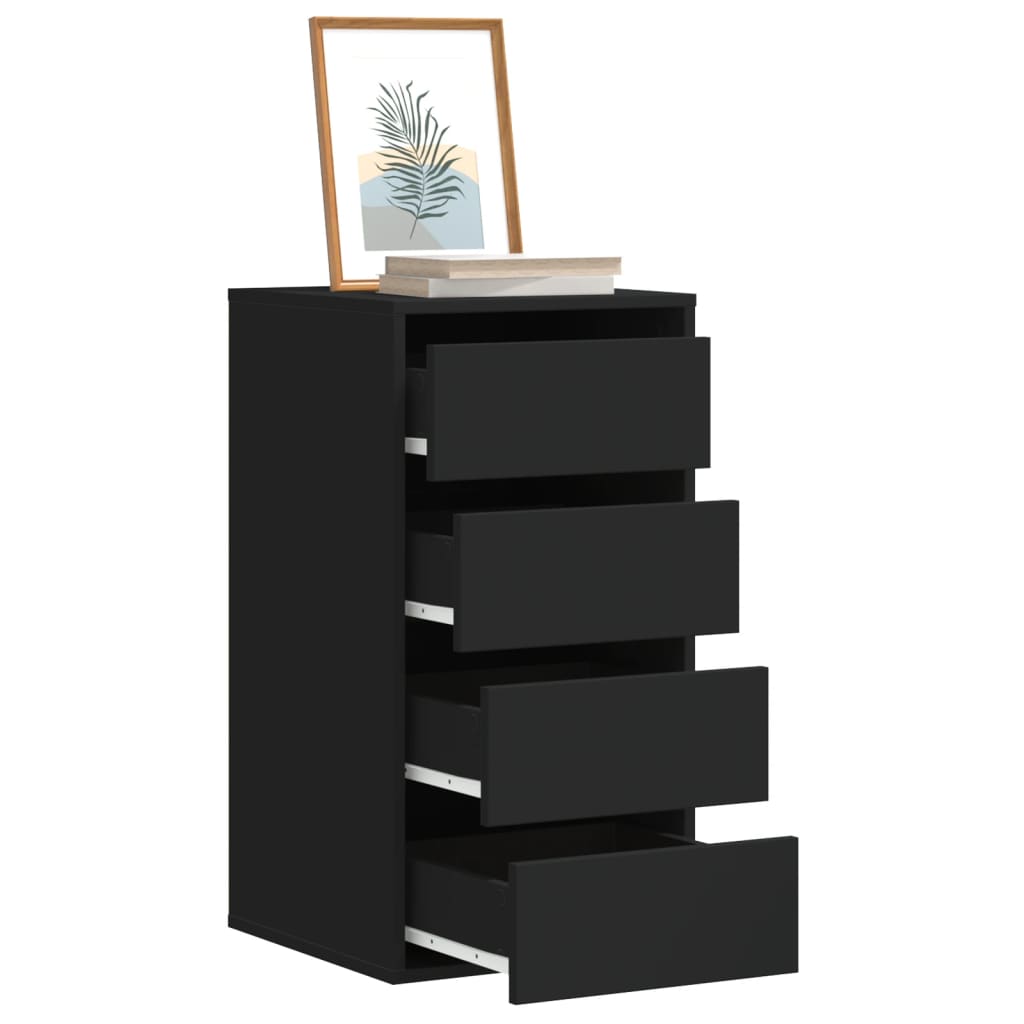 FEWISH Black Chest of Drawers - Small-sized, 4 Drawers - Merlin Deals