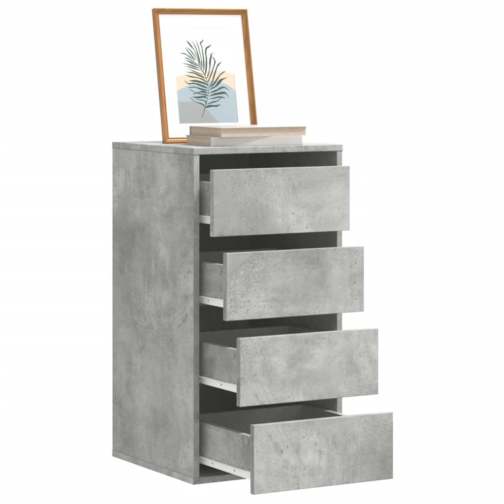 HUNZA I Grey Chest of Drawers - Tallboy, Medium-sized, 4 Drawers - Decor Base