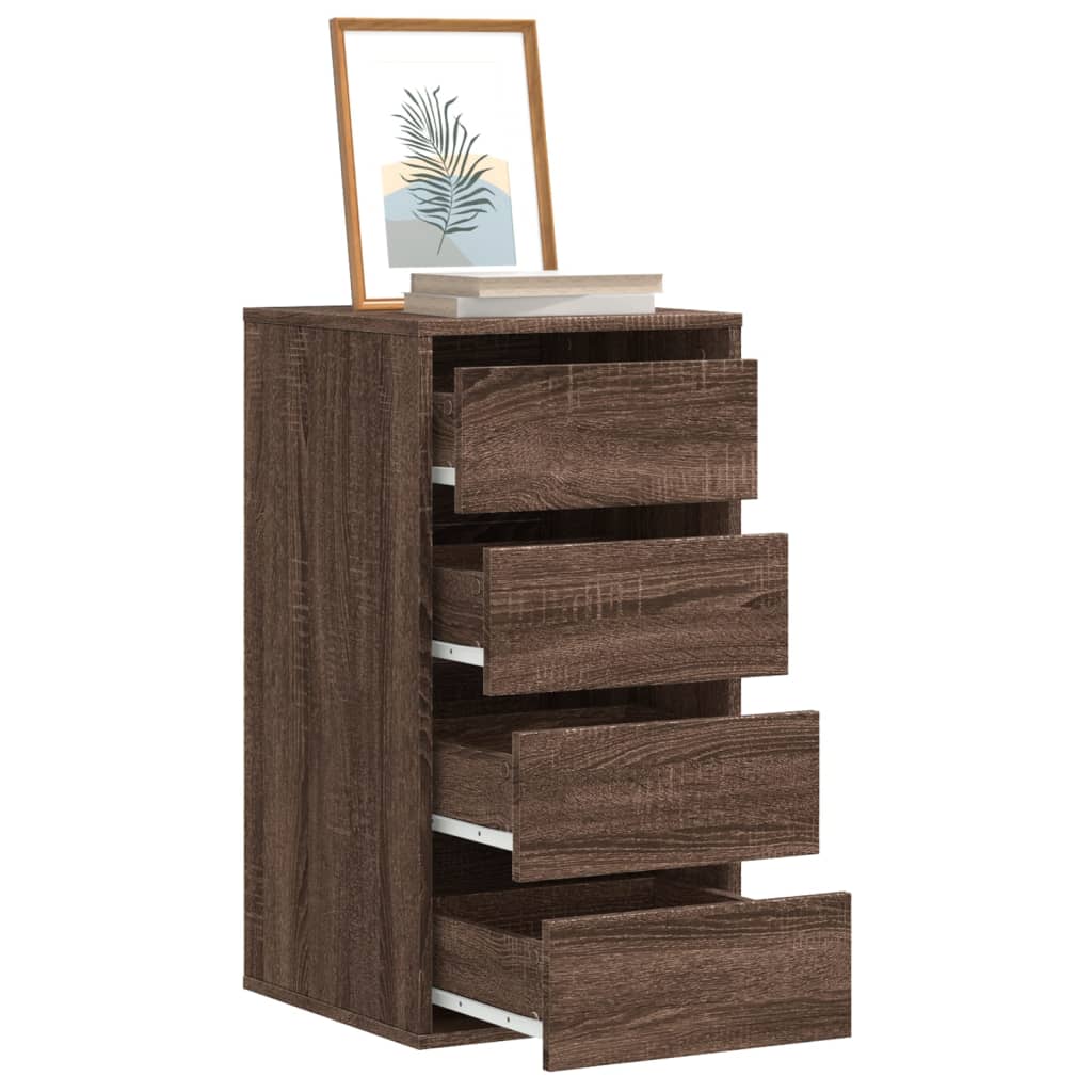 HUNZA Oak Finish Chest of Drawers - Tallboy, Medium-sized, 4 Drawers - Decor Base