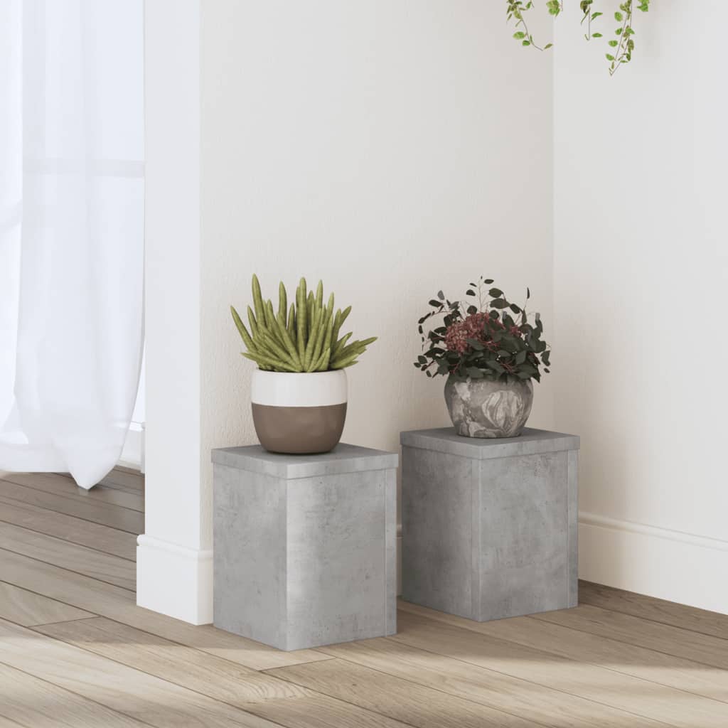 Plant Stands 2 pcs Concrete Grey 15x15x20 cm Engineered Wood - Charlotte Dunes