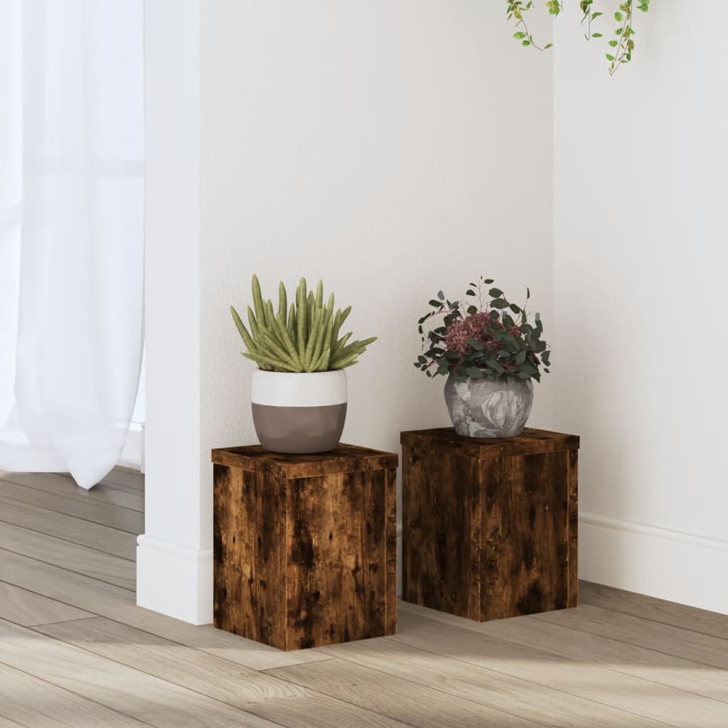 BEOAK Plant Stands 2 pcs Smoked 15x15x20 cm Wooden - Oak - Design Hut