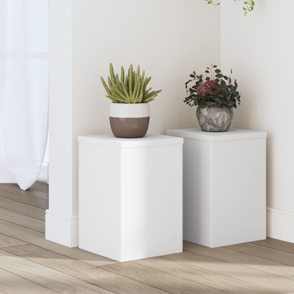 Plant Stands 2 pcs White 20x20x30 cm Engineered Wood - Design Hut