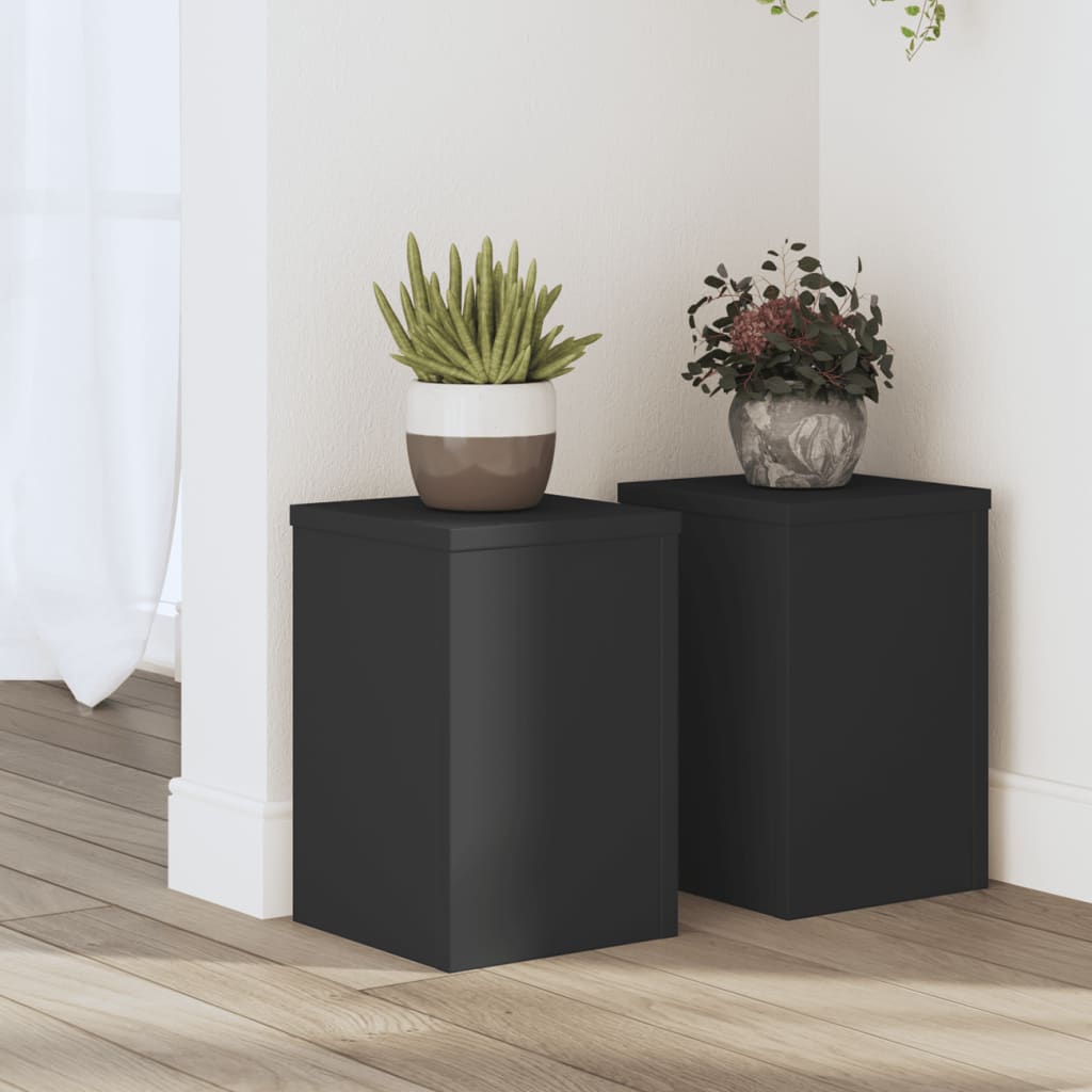 Plant Stands 2 pcs Black 20x20x30 cm Engineered Wood - Design Hut