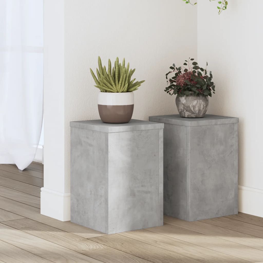 Plant Stands 2 pcs Concrete Grey 20x20x30 cm Engineered Wood - Design Hut