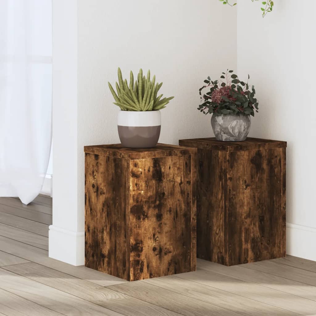 Plant Stands 2 pcs Smoked Oak 20x20x30 cm Engineered Wood - Design Hut