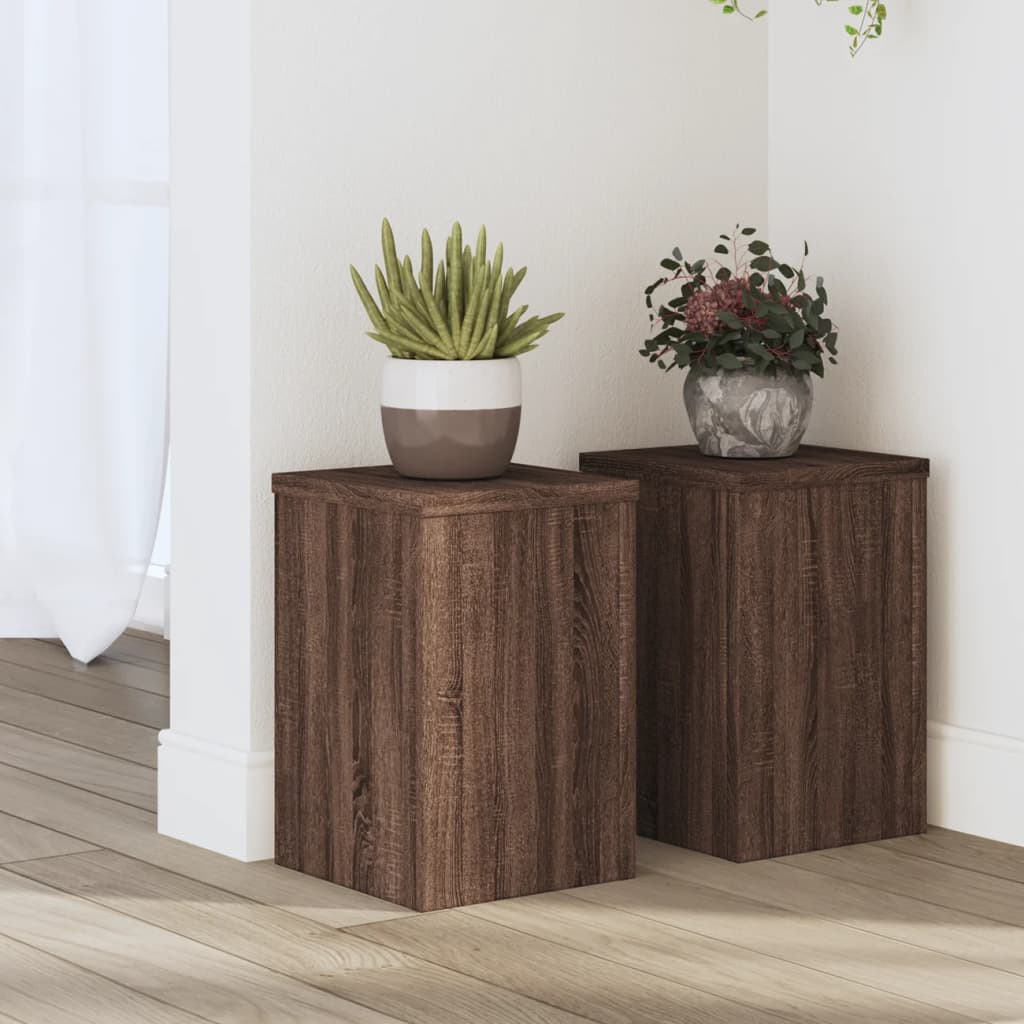 Plant Stands 2 pcs Brown Oak 20x20x30 cm Engineered Wood - Design Hut