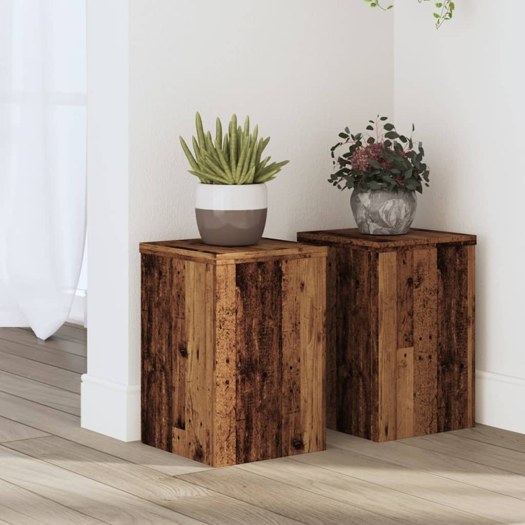 Plant Stands 2 pcs Old Wood 20x20x30 cm Engineered Wood - Design Hut