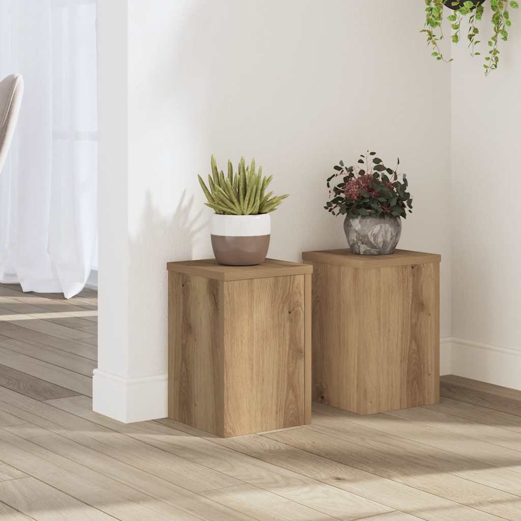 BEOAK Plant Stands 2 pcs Artisan 20x20x30 cm Wooden - Oak - Charlotte Dunes