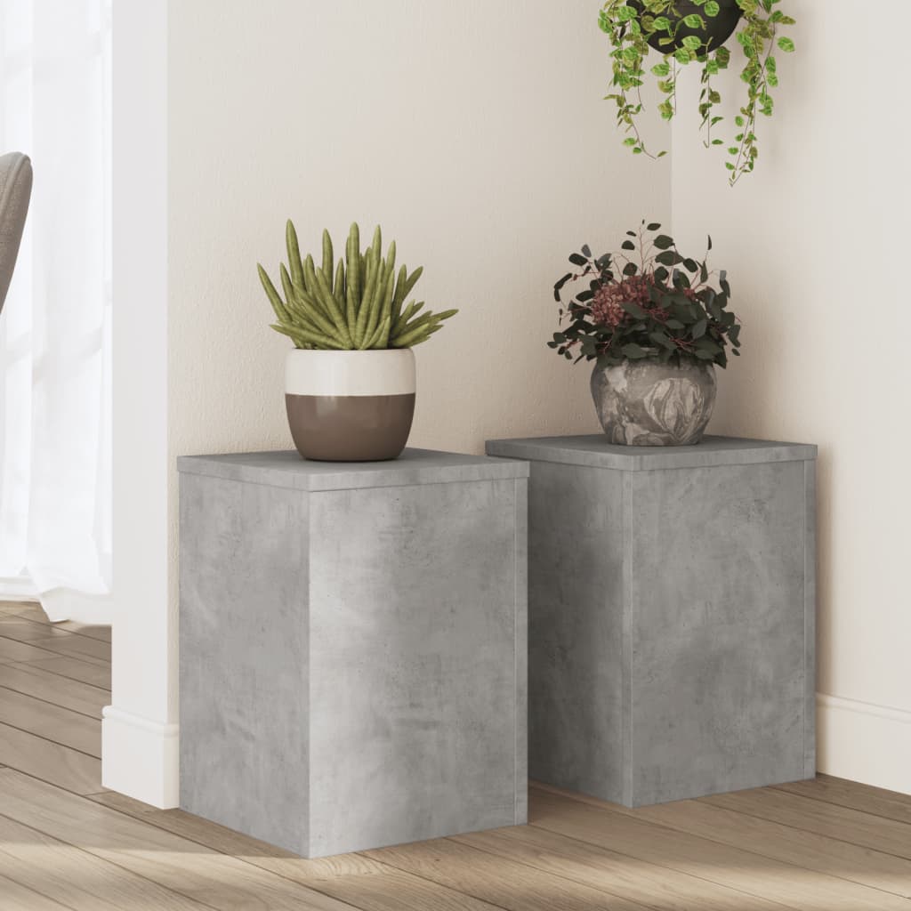 Plant Stands 2 pcs Concrete Grey 25x25x35 cm Engineered Wood - Design Hut