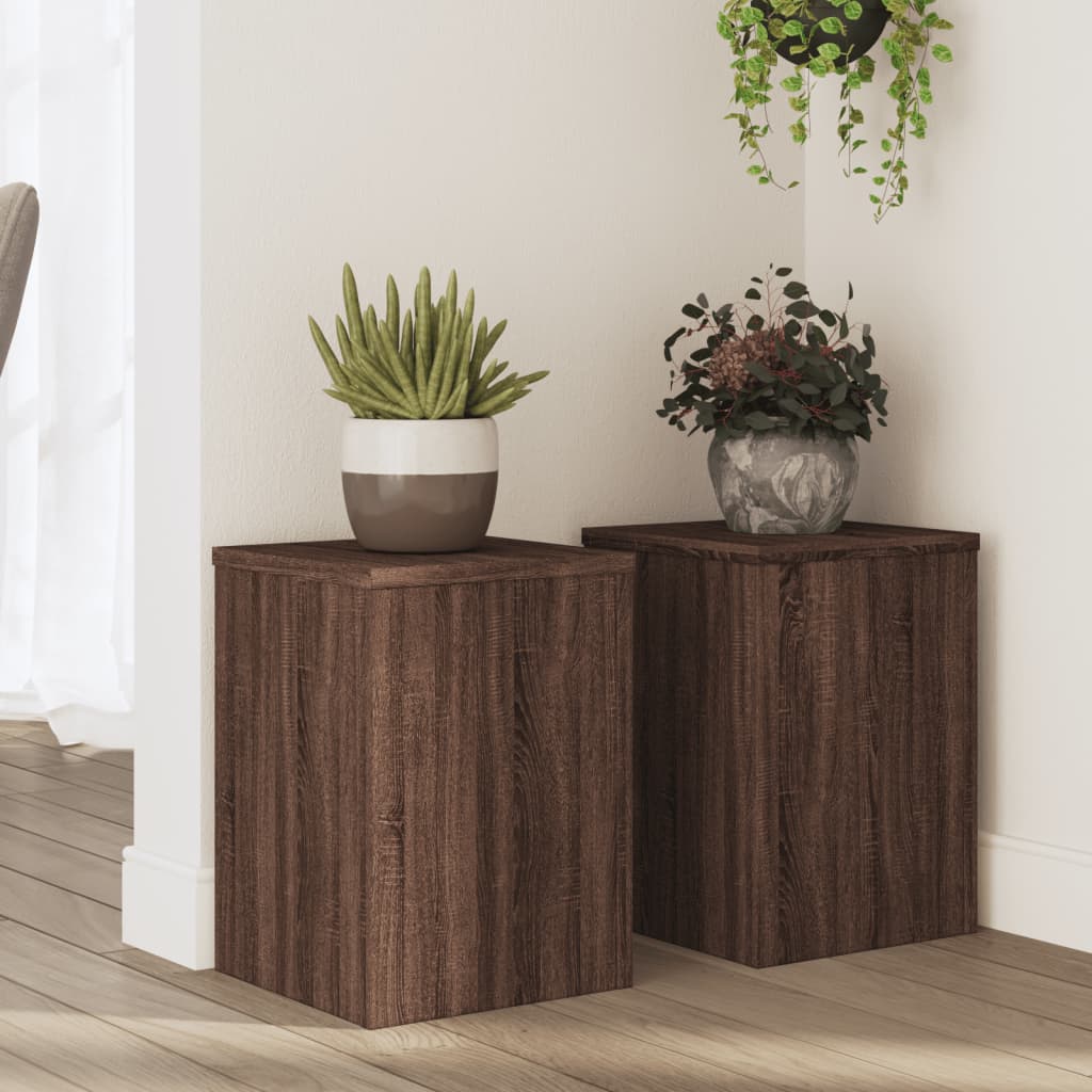Plant Stands 2 pcs Brown Oak 25x25x35 cm Engineered Wood - Design Hut