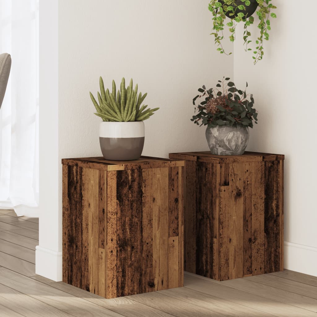 Plant Stands 2 pcs Old Wood 25x25x35 cm Engineered Wood - Design Hut