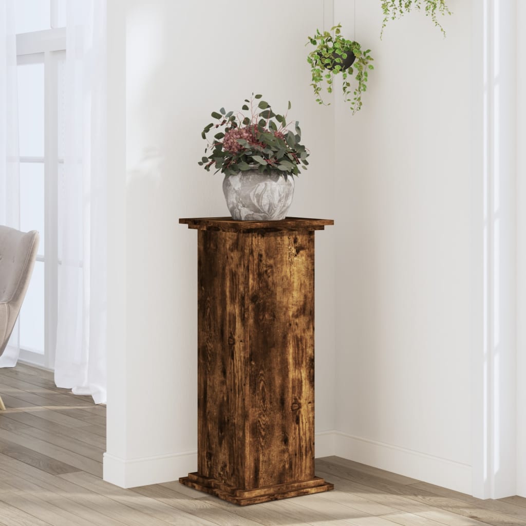 Plant Stand Smoked Oak 33x33x80 cm Engineered Wood - Brittle & Co