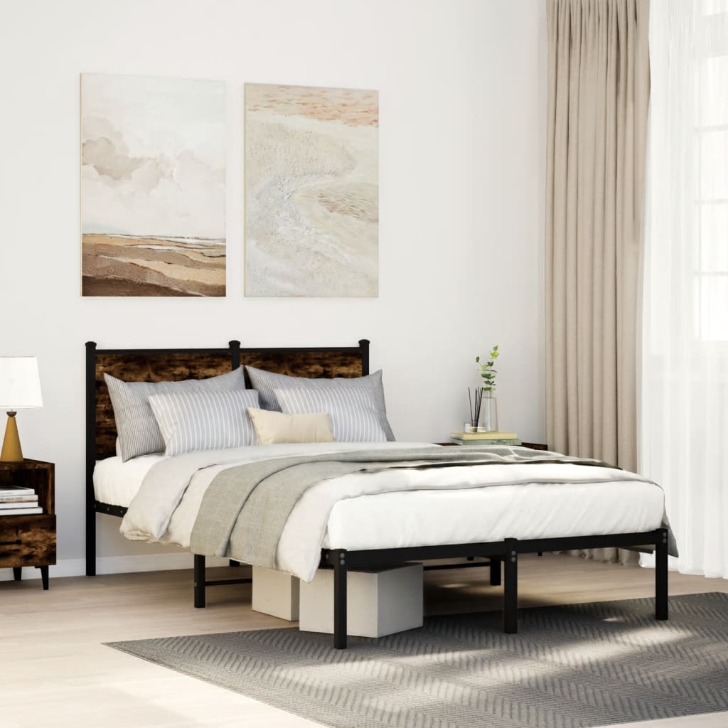 Metal Bedframe Smoked Oak 120x190cm Small Double - Tyrell & Tyrell