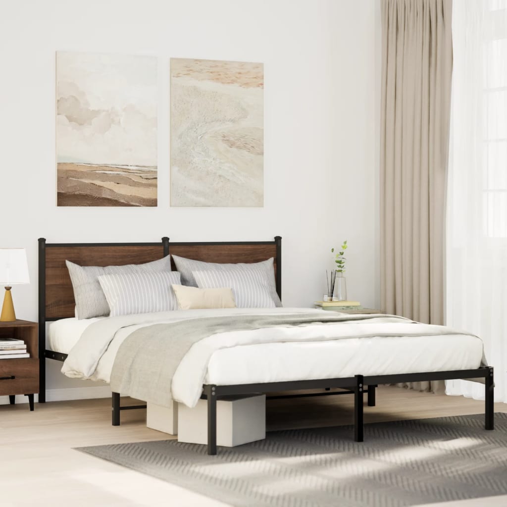 Metal Bedframe Smoked Oak 140x190cm - Casper Homes