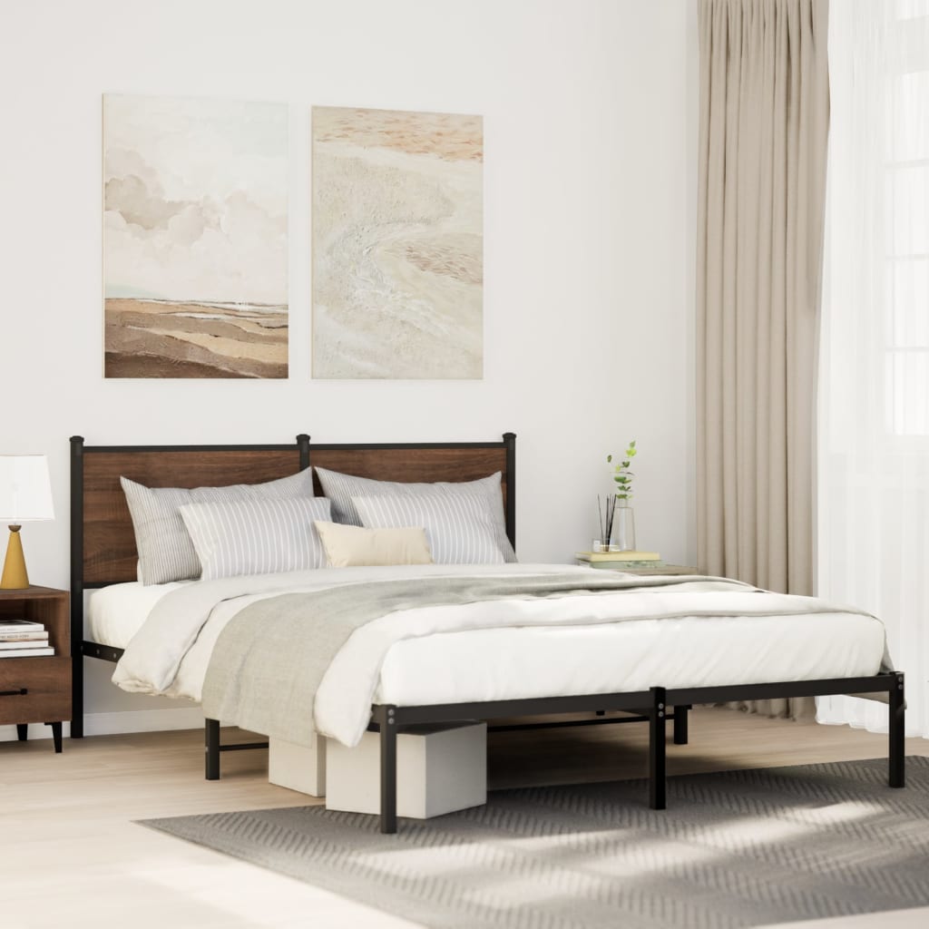 Metal Bedframe Smoked Oak 140x200cm - Decor Base