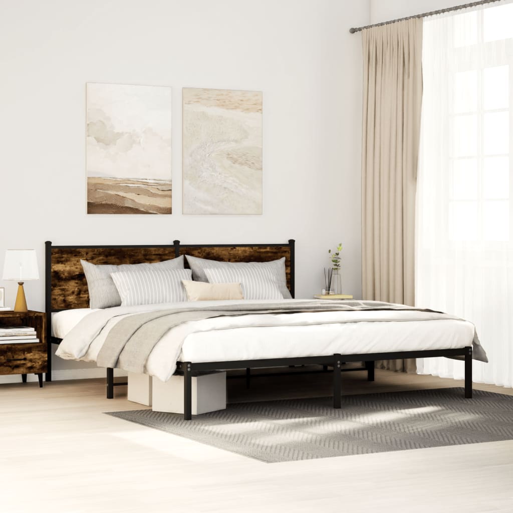 Metal Bedframe Smoked Oak 183x213cm - Sid & Sam
