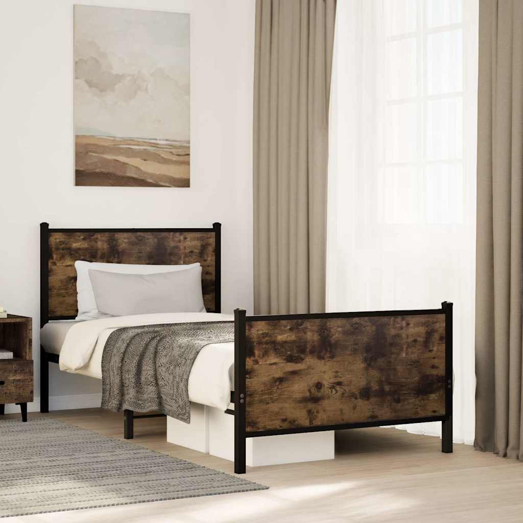 Metal Bedframe Smoked Oak 80x200cm - Decor Base
