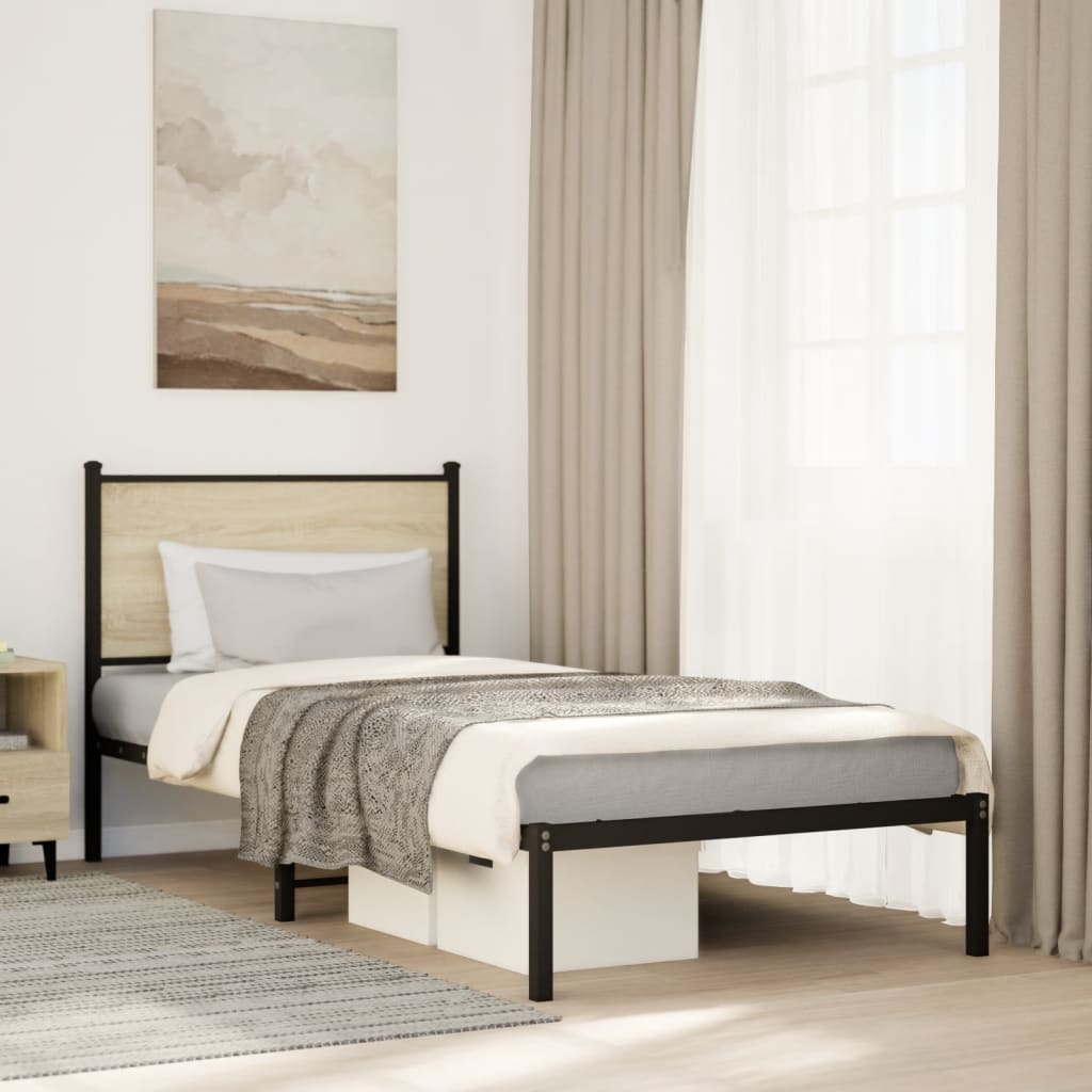 Metal Bedframe Sonoma Oak 75x190cm Small Single - Unbeatable Bargains