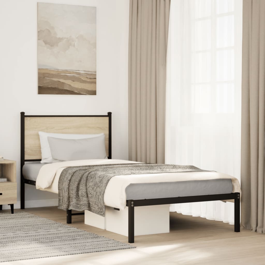 Metal Bedframe Sonoma Oak 90x190cm Single - All Things Good