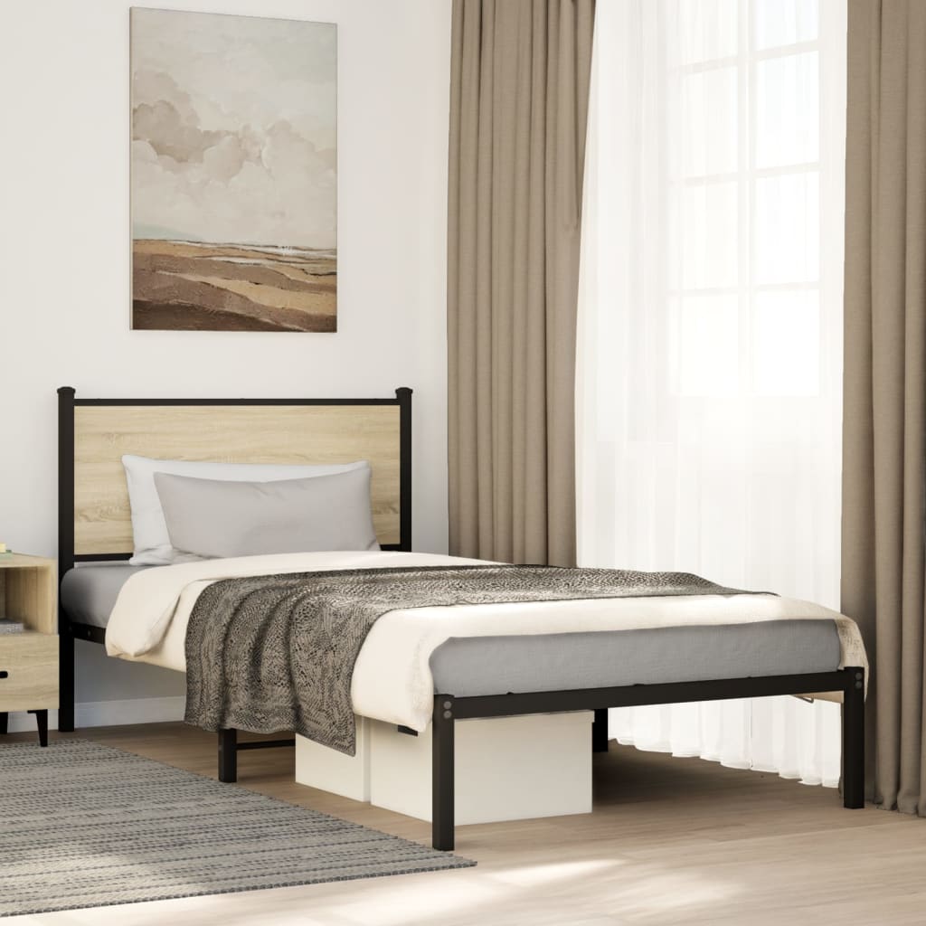 Metal Bedframe Sonoma Oak 100x200cm - Merkel Designers