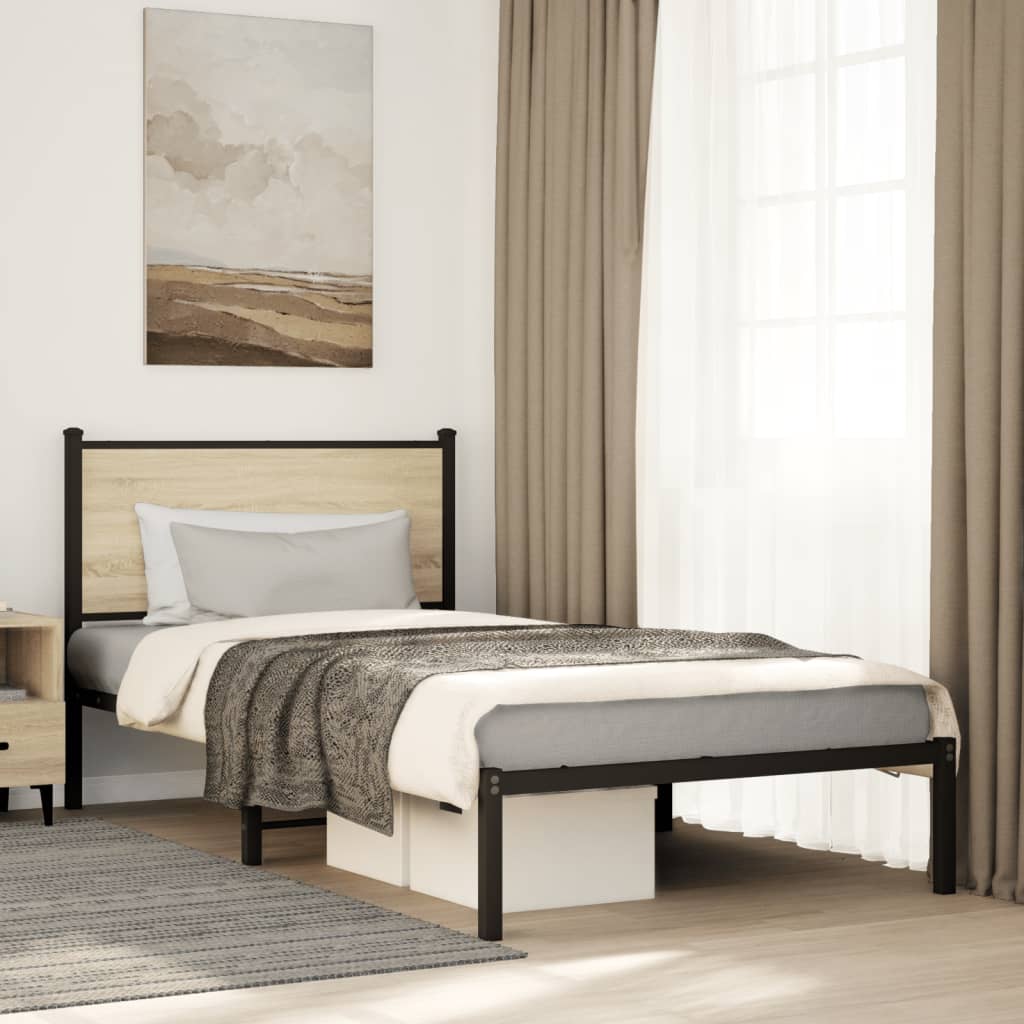Metal Bedframe Sonoma Oak 107x203cm - Merkel Designers
