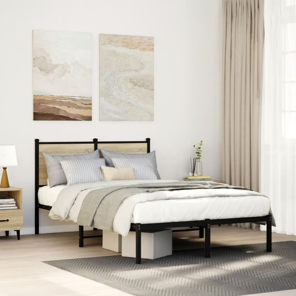 Metal Bedframe Sonoma Oak 120x190cm Small Double - Merkel Designers