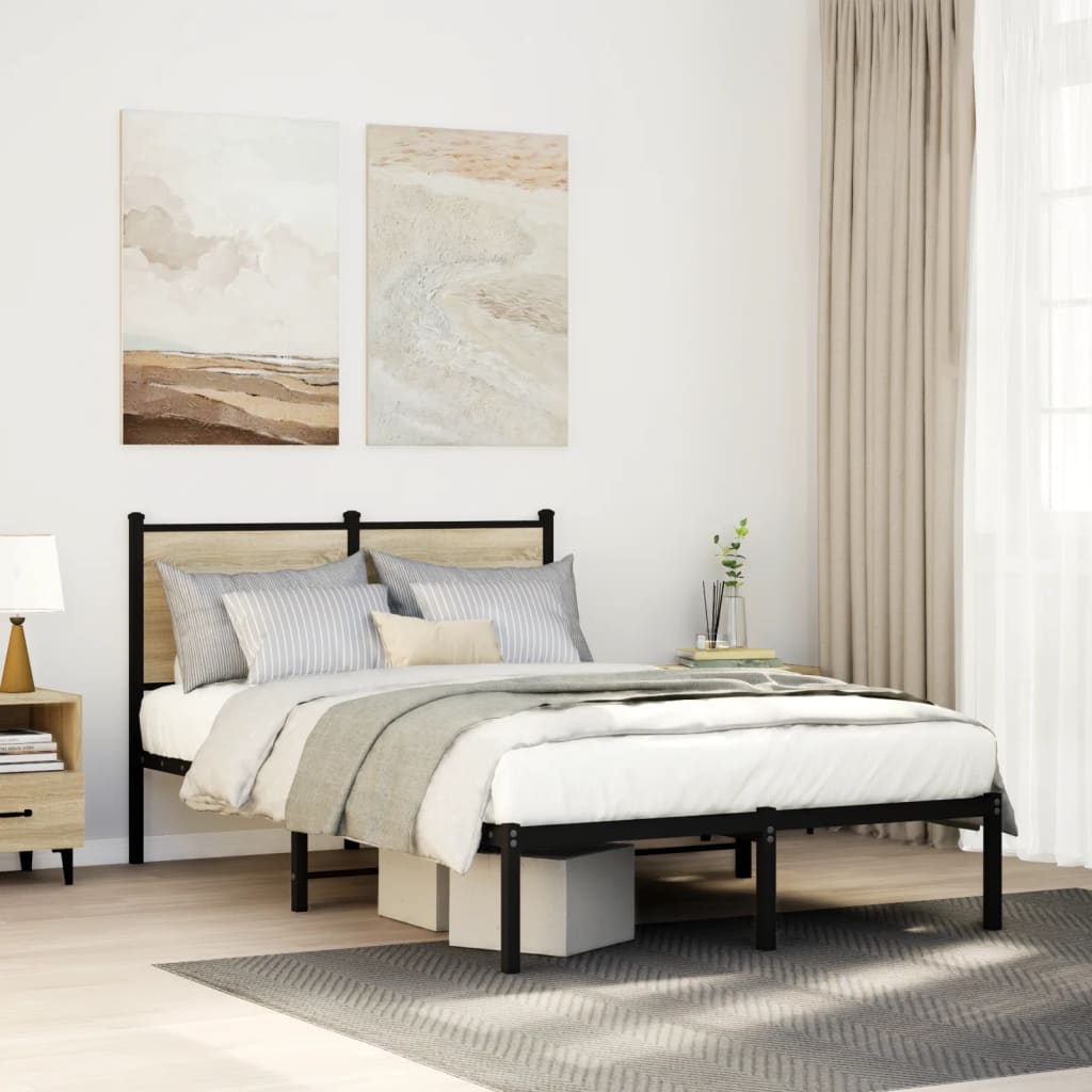 Metal Bedframe Sonoma Oak 120x200cm - Design Hut