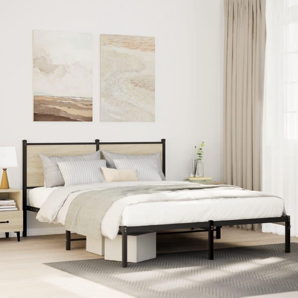 Metal Bedframe Sonoma Oak 140x200cm - Merkel Designers