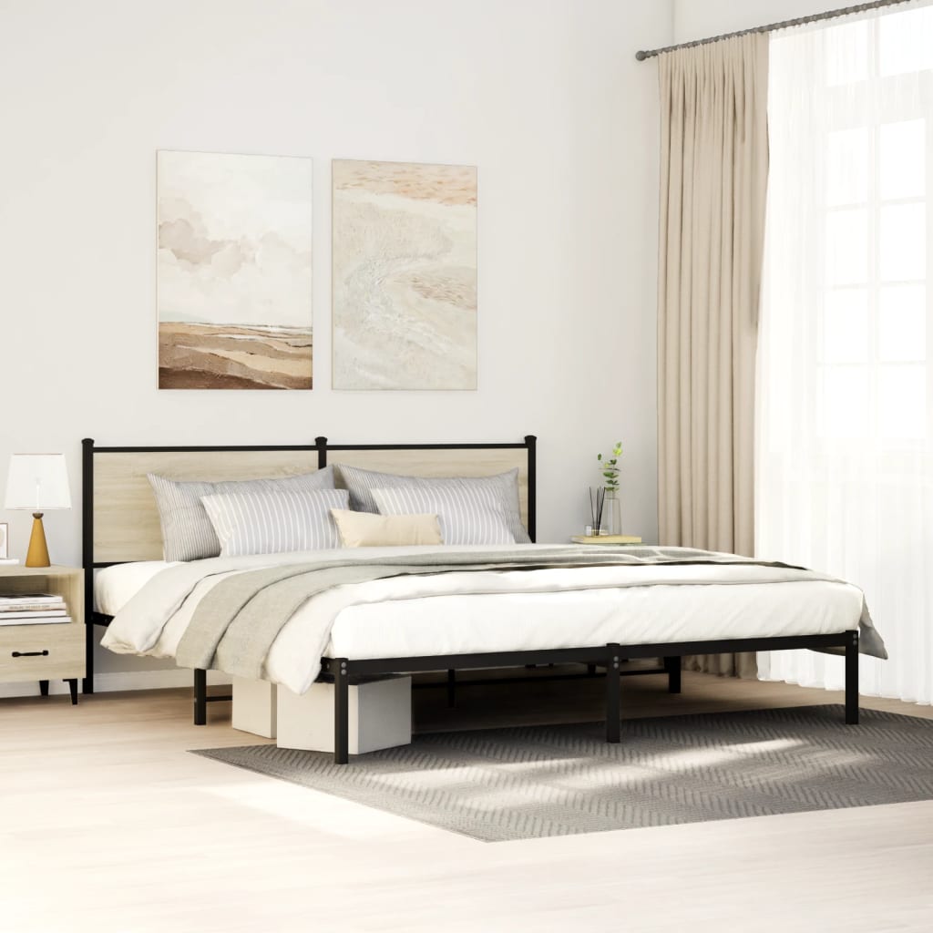 Metal Bedframe Sonoma Oak 160x200cm - Discount Dealers