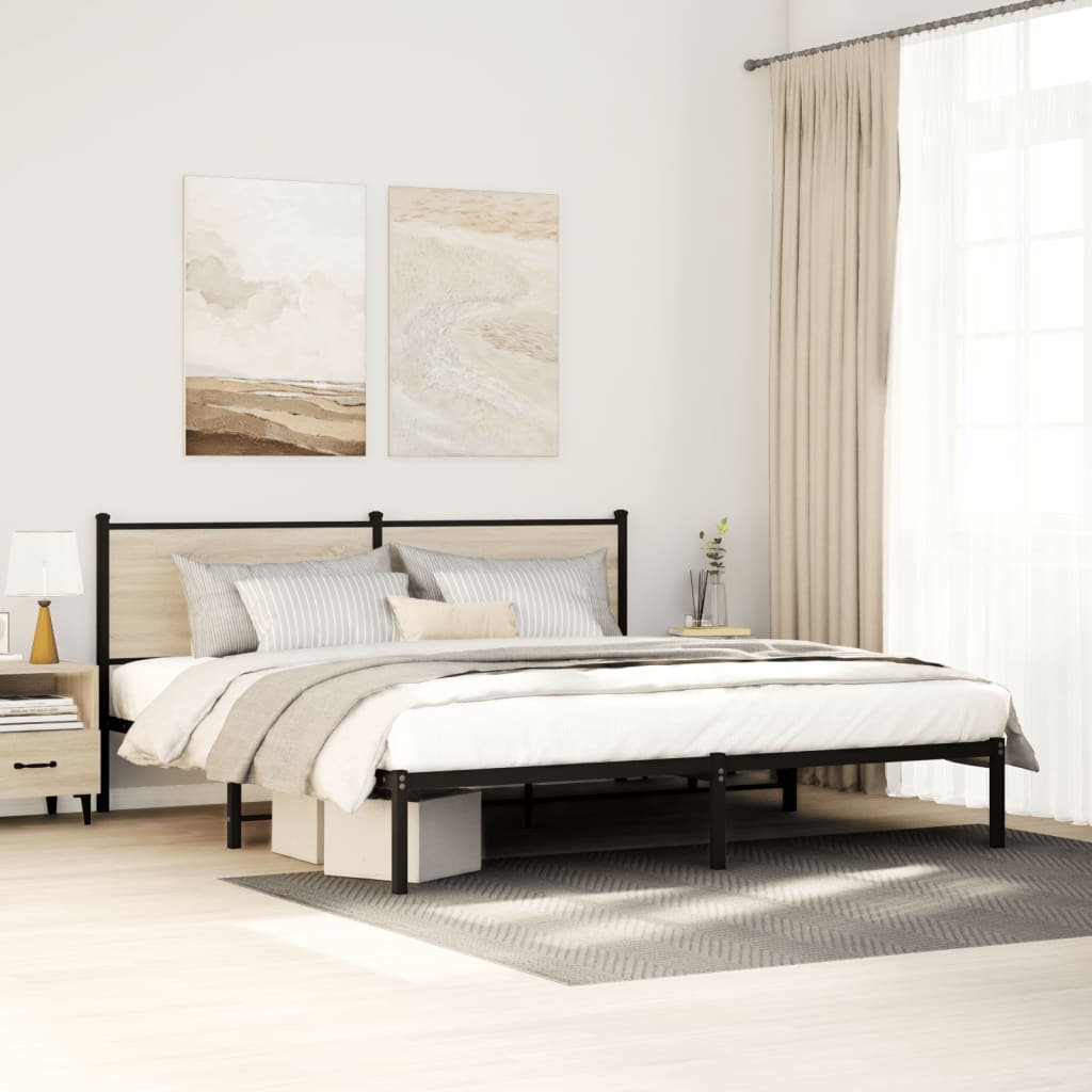 Metal Bedframe Sonoma Oak 183x213cm - Sid & Sam