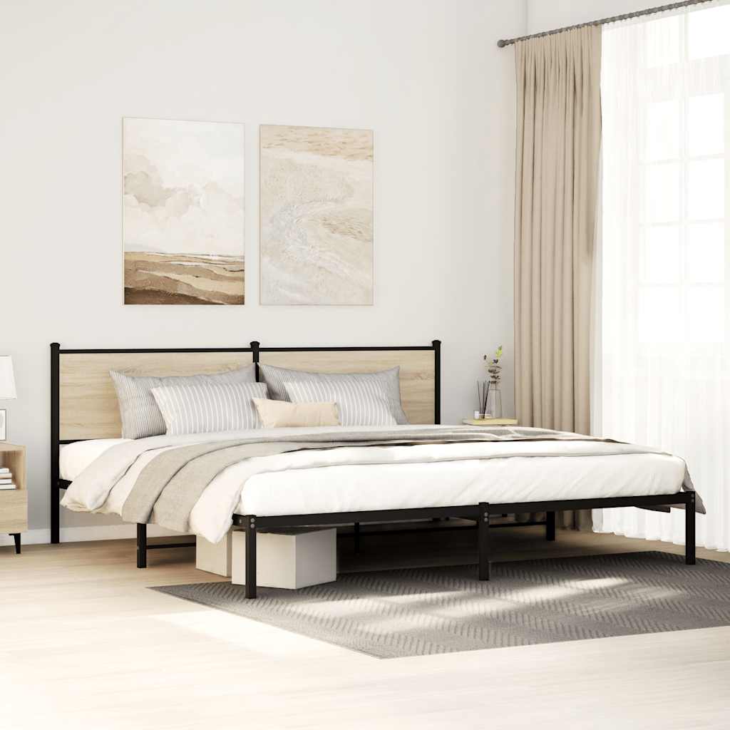 Metal Bedframe Sonoma Oak 193x203cm - Charlotte Dunes