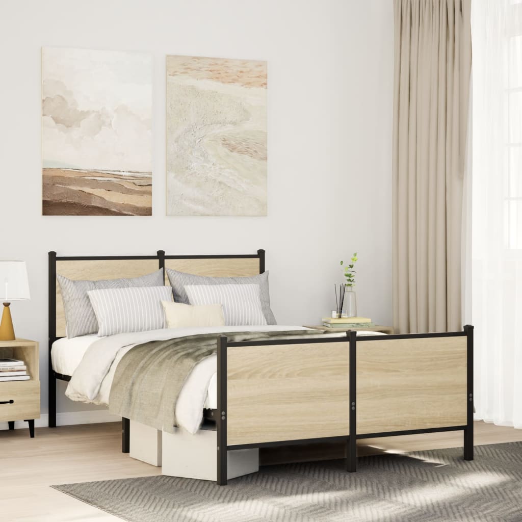 Metal Bedframe Sonoma Oak 120x200cm - The Home Maker