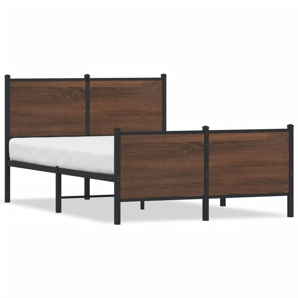 Metal Bedframe Brown Oak 120x190cm Small Double - Charlotte Dunes