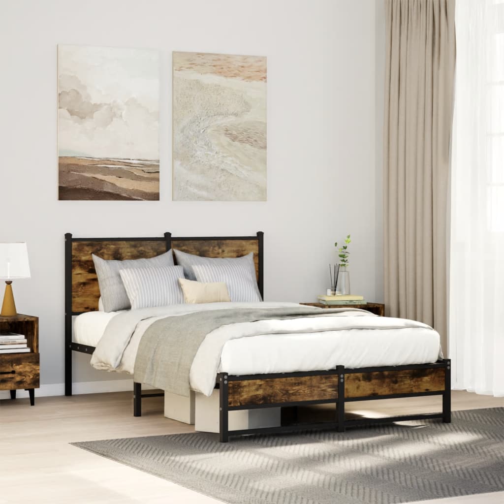Metal Bedframe Smoked Oak 120x200cm - Brittle & Co