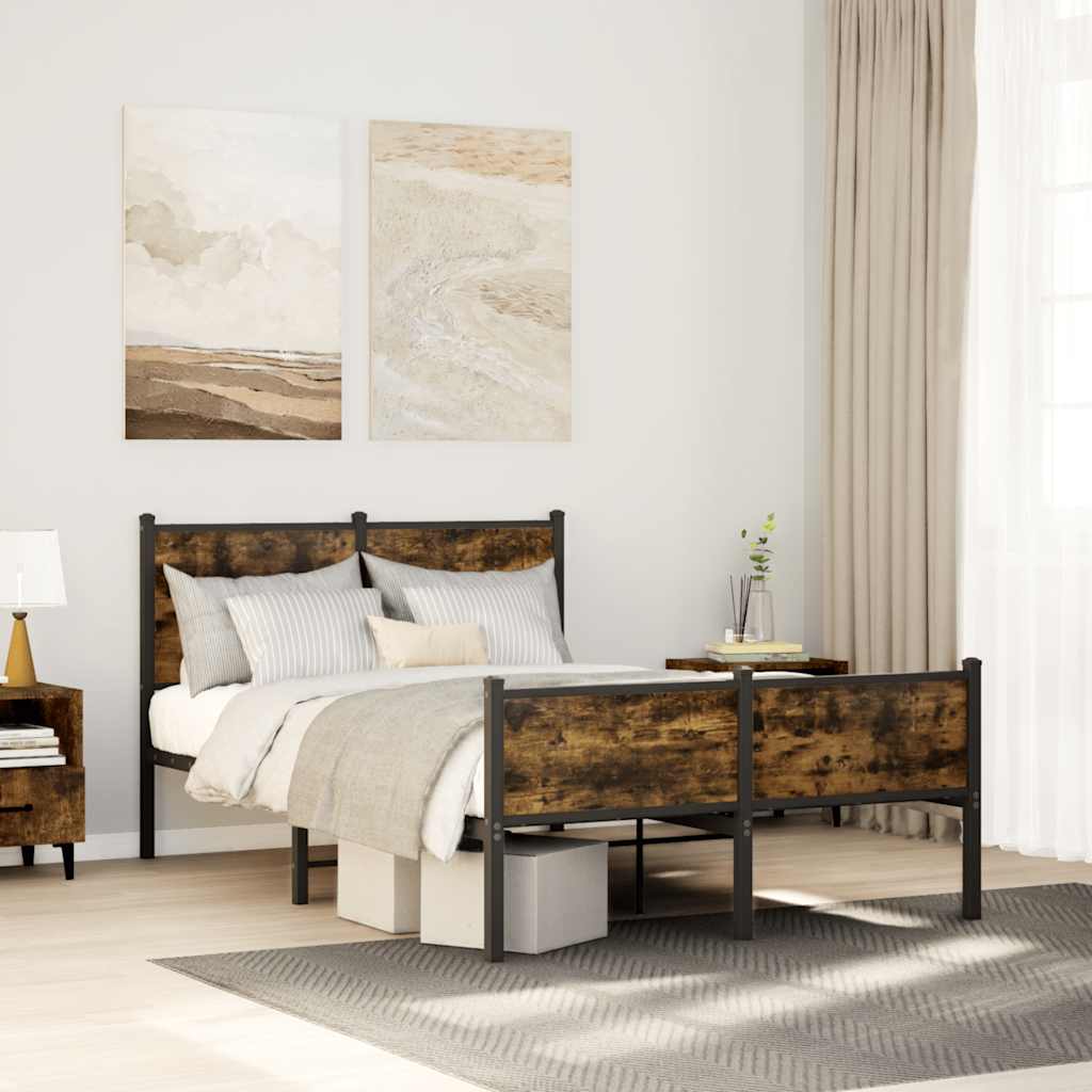 Metal Bedframe Smoked Oak 120x190cm Small Double - Casper Homes