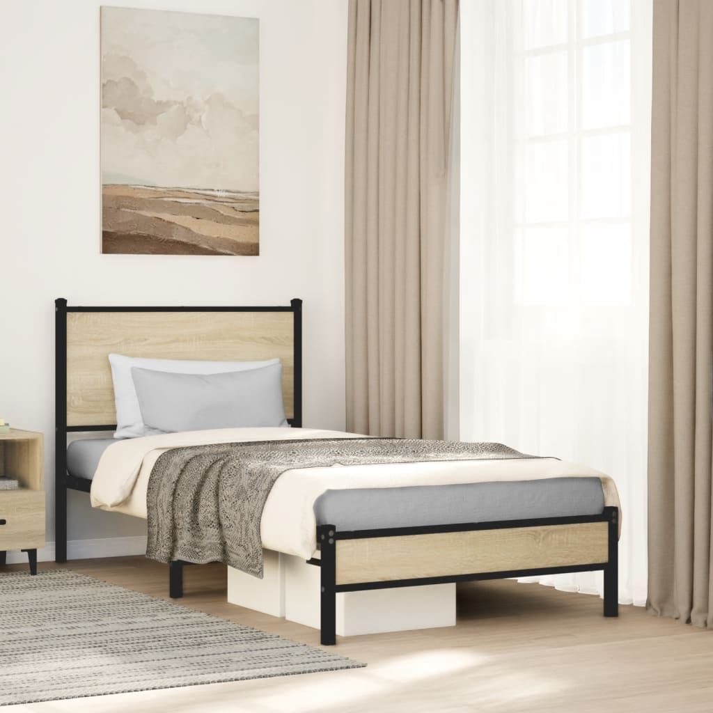 Metal Bedframe Sonoma Oak 80x200cm - Decor Base