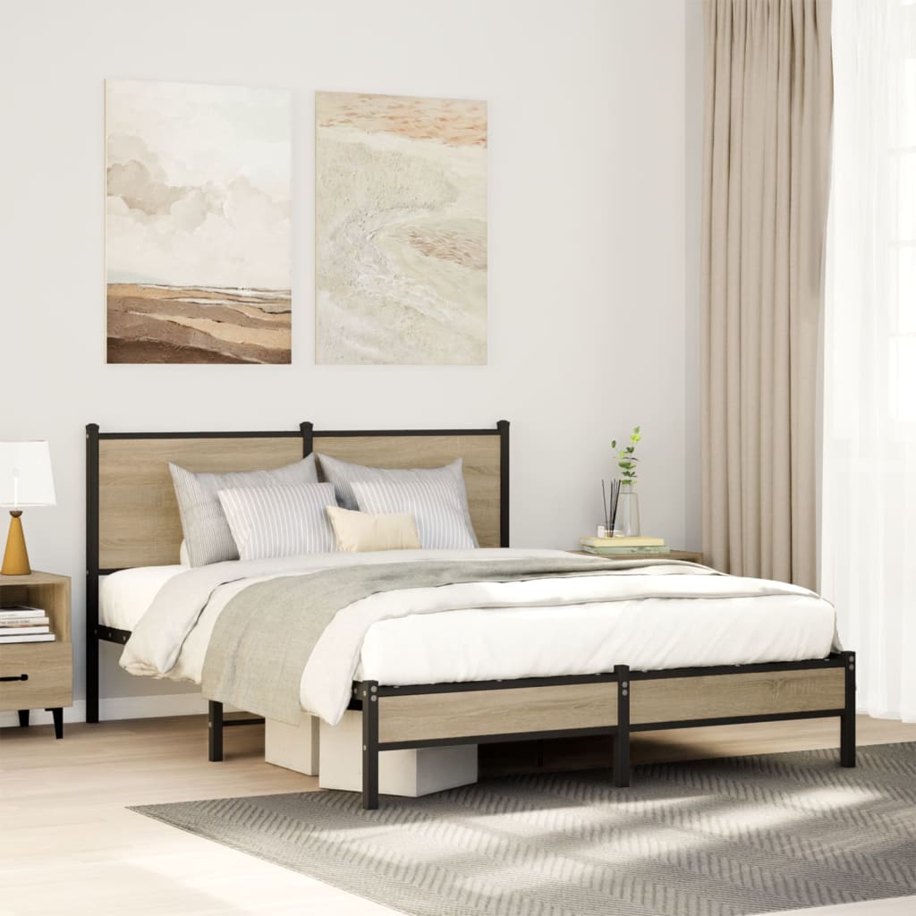 Metal Bedframe Sonoma Oak 150x200cm King Size - Merkel Designers