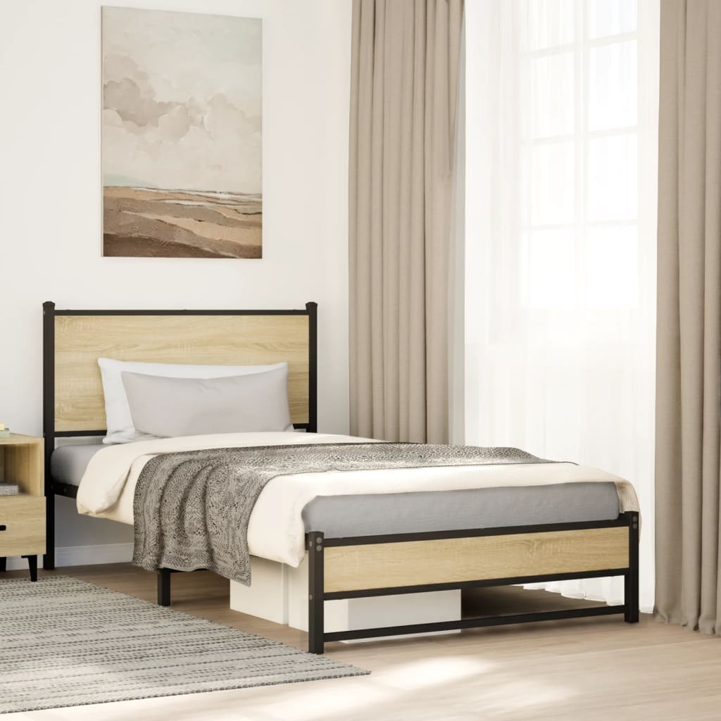 Metal Bedframe Sonoma Oak 107x203cm - Merkel Designers