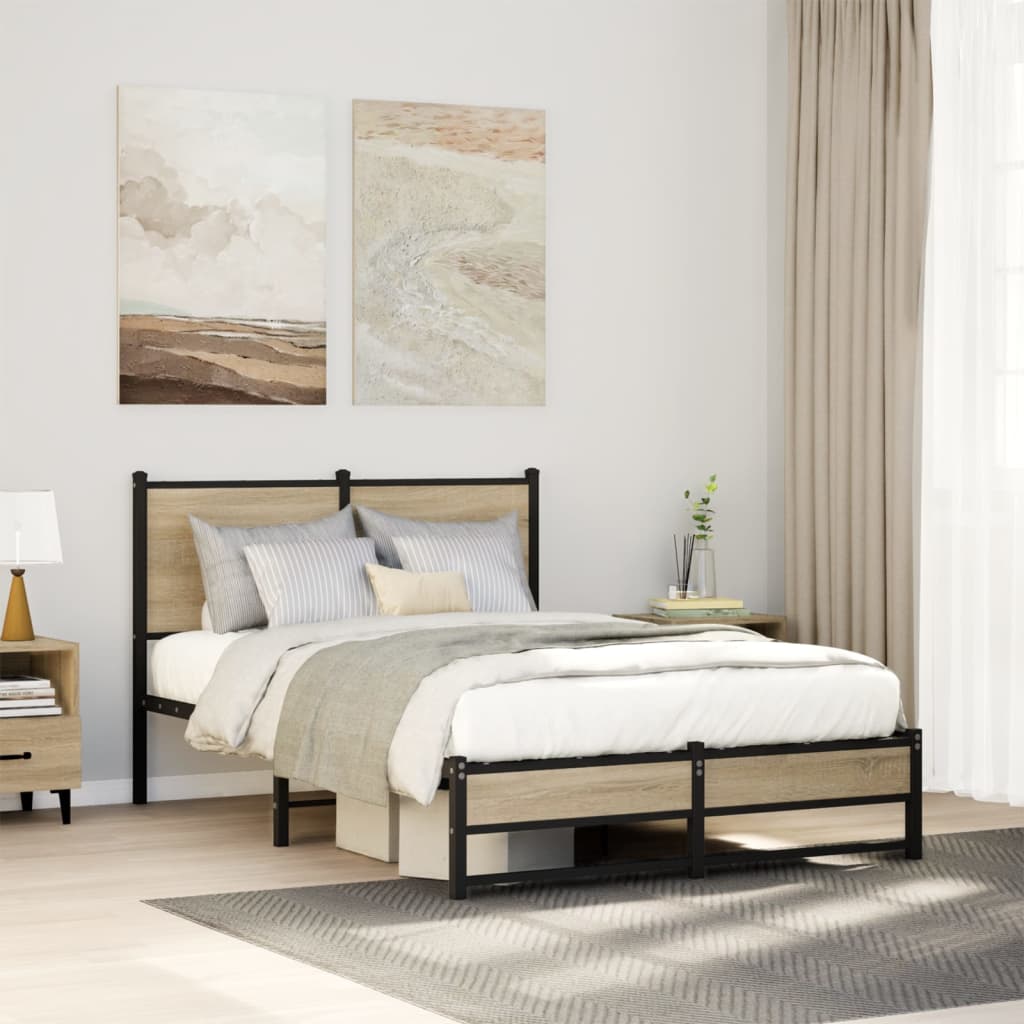 Metal Bedframe Sonoma Oak 120x190cm Small Double - Casper Homes