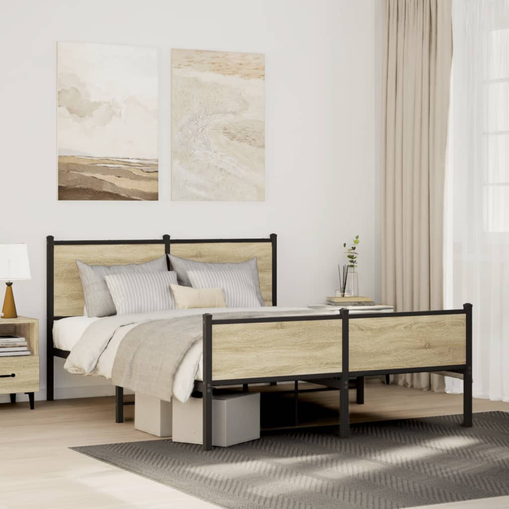 Metal Bedframe Sonoma Oak 140x190cm - Sid & Sam