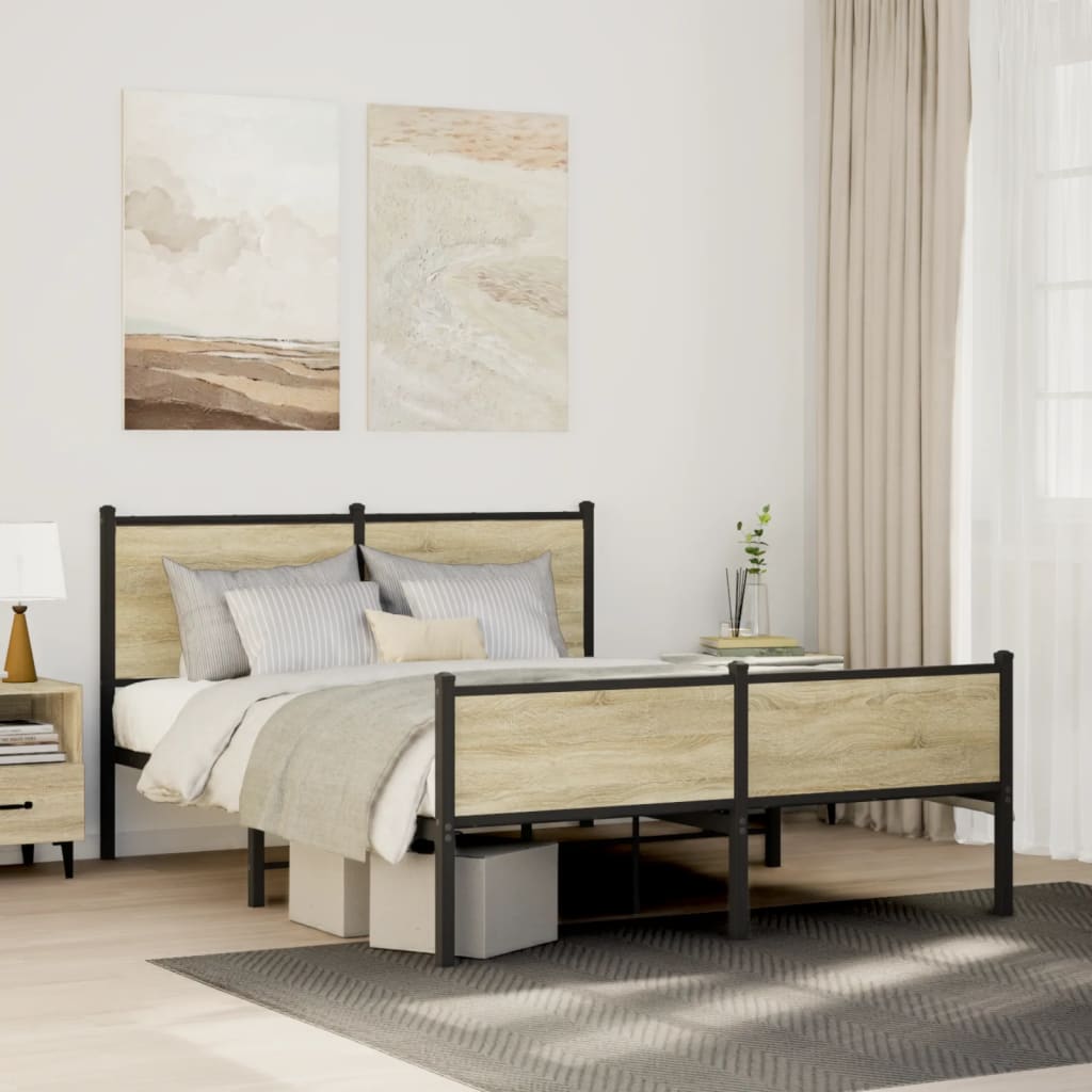 Metal Bedframe Sonoma Oak 140x200cm - Decor Base