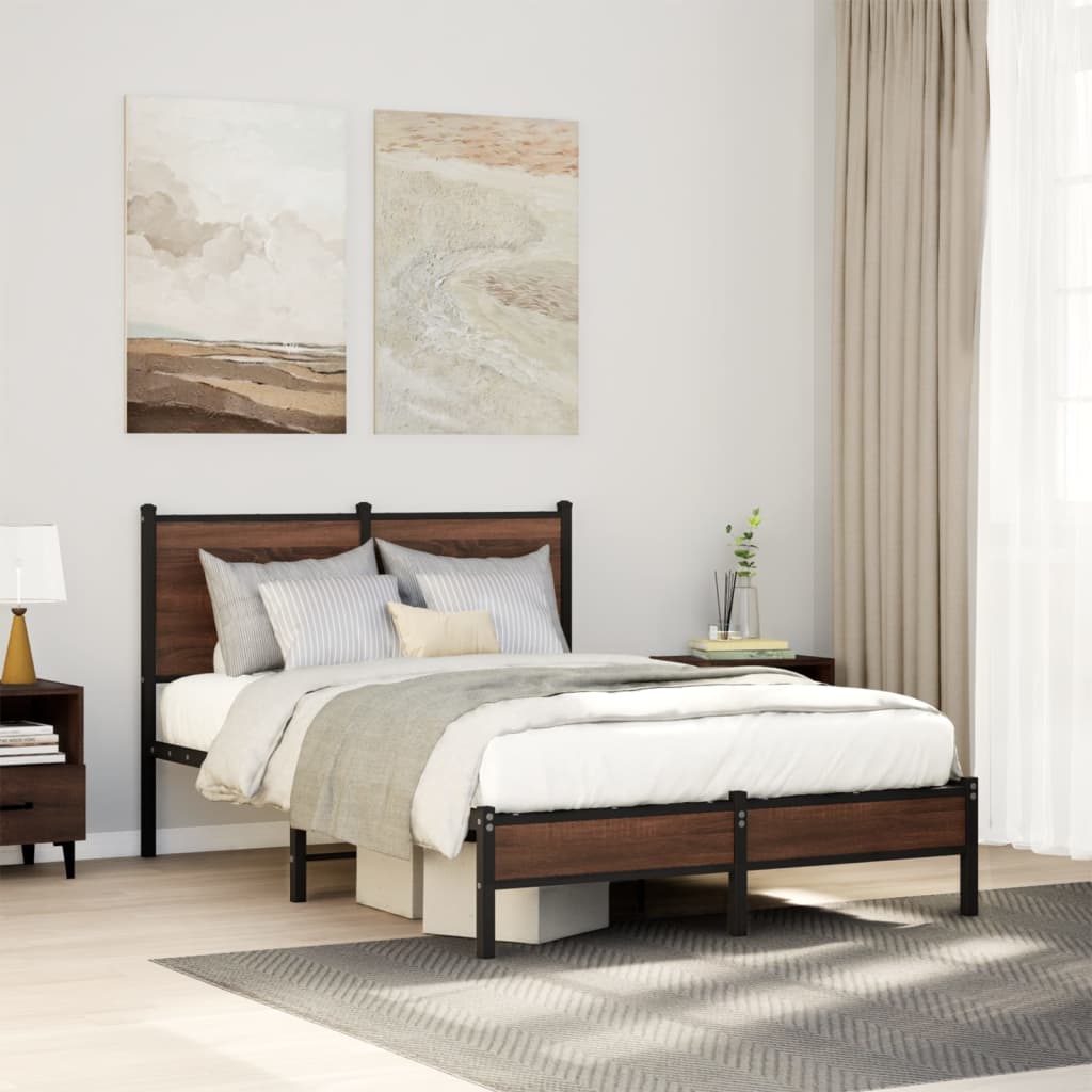 Metal Bedframe Brown Oak 120x200cm - Discount Dealers