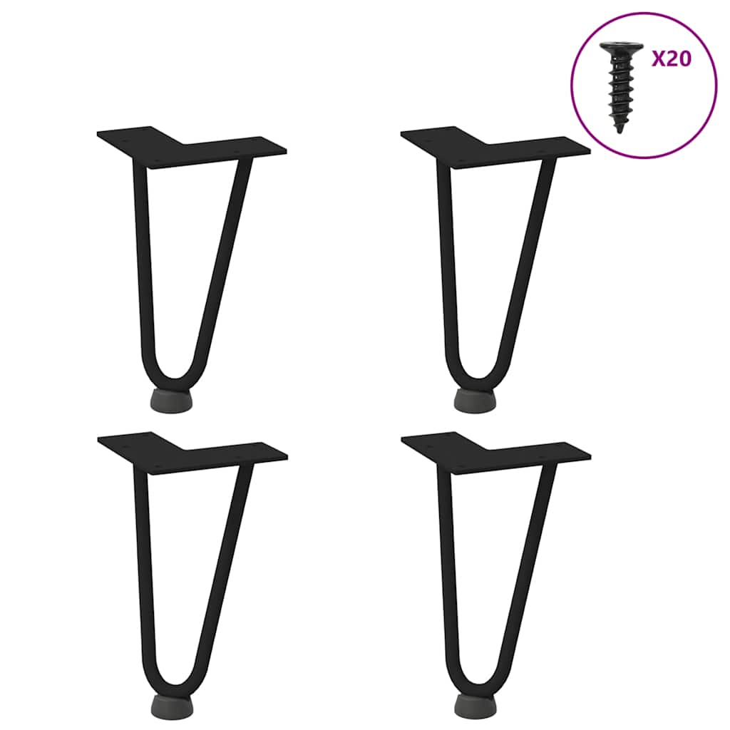 Hairpin Table Legs 4 pcs Black 20 cm Solid Steel - The Home Maker