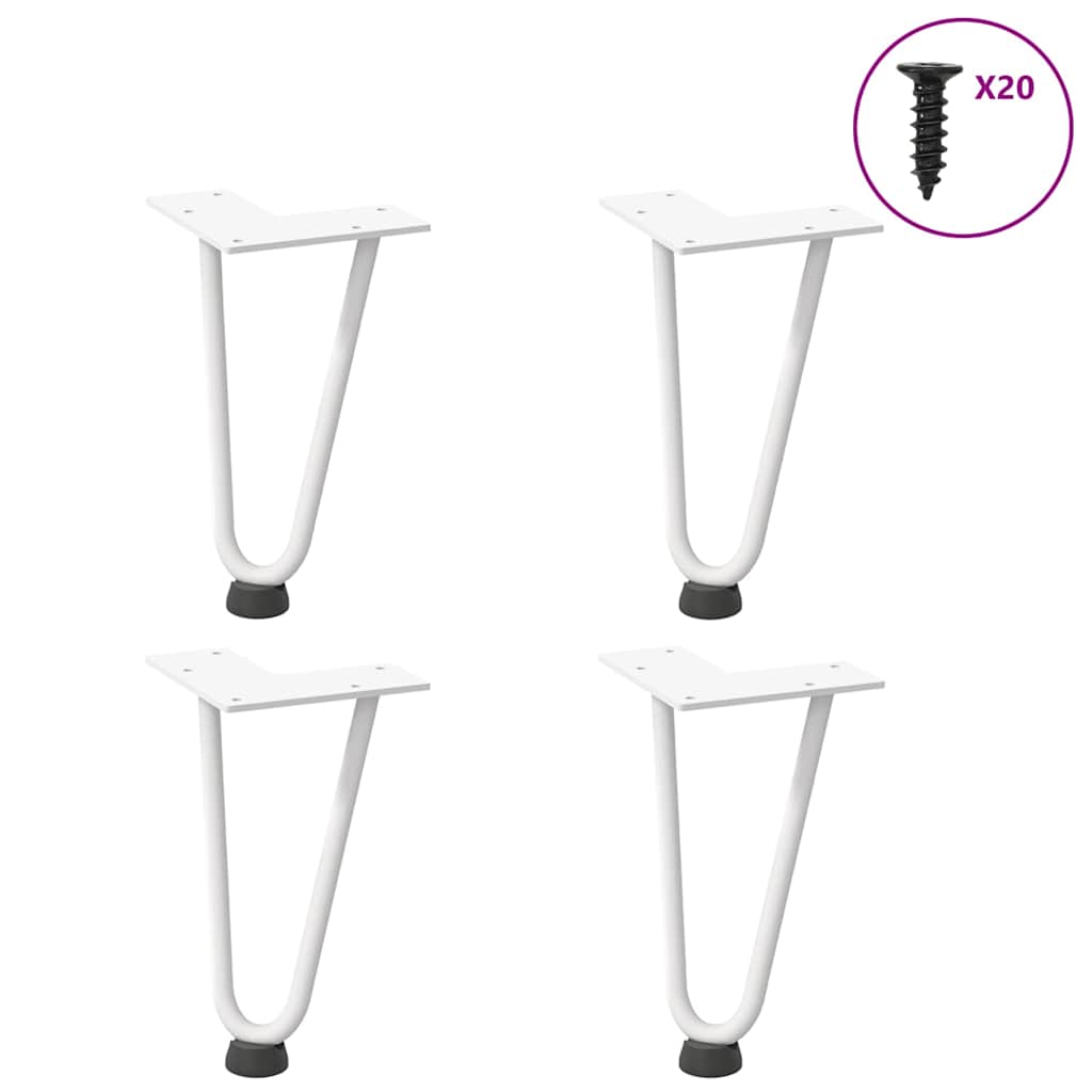 Hairpin Table Legs 4 pcs White 20 cm Solid Steel - All Things Good