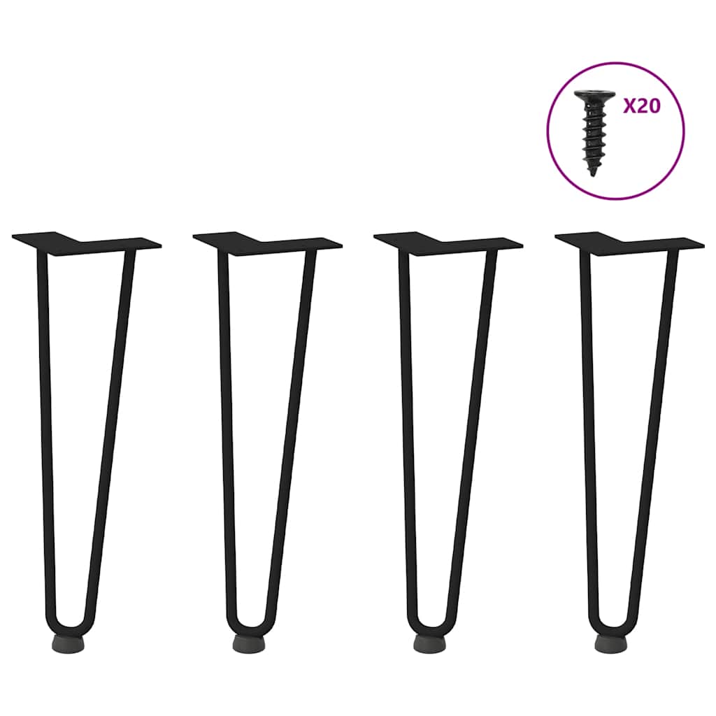 Hairpin Table Legs 4 pcs Black 42 cm Solid Steel - Sid & Sam