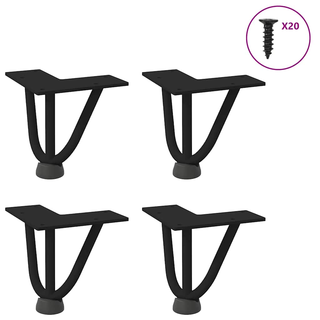 Hairpin Table Legs 4 pcs Black 10 cm Solid Steel - Charlotte Dunes