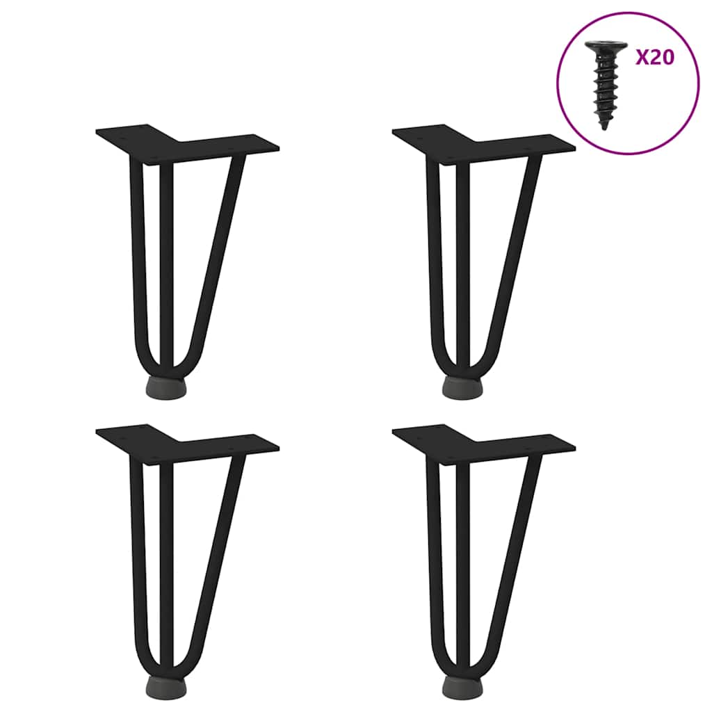 Hairpin Table Legs 4 pcs Black 20 cm Solid Steel - Brittle & Co