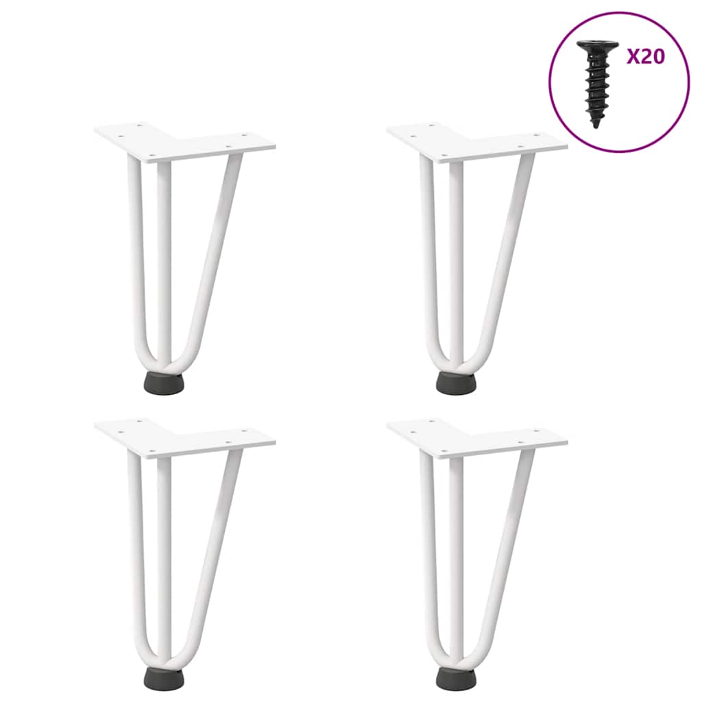 Hairpin Table Legs 4 pcs White 20 cm Solid Steel - Merlin Deals
