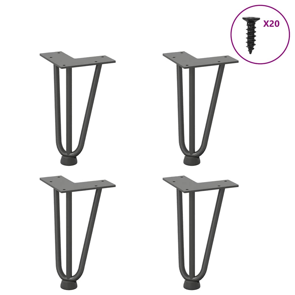 Hairpin Table Legs 4 pcs Anthracite 20 cm Solid Steel - Merkel Designers