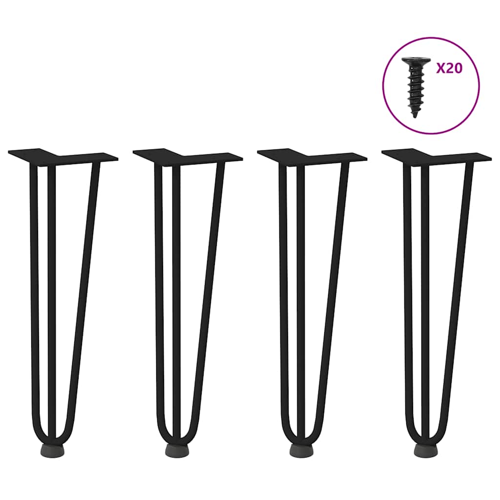 Hairpin Table Legs 4 pcs Black 42 cm Solid Steel - Charlotte Dunes